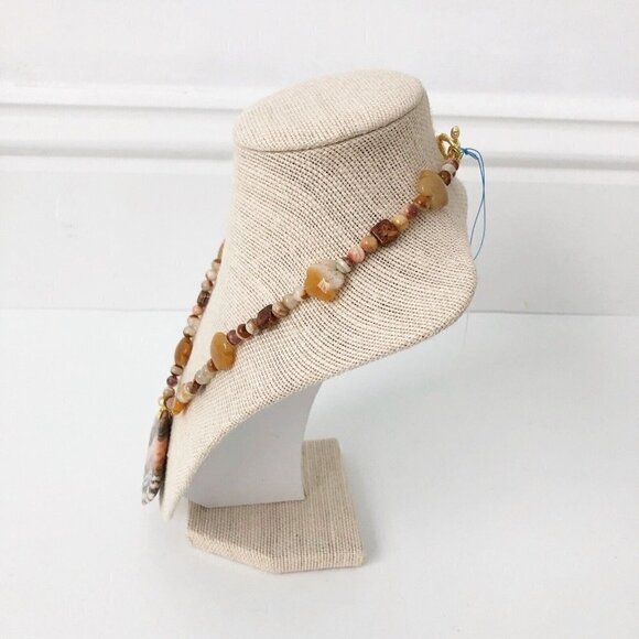 NWT Genuine Zebra Jasper, Citrine, Agate, Lampwork Glass Necklace Beaded Orange - Picture 6 of 6